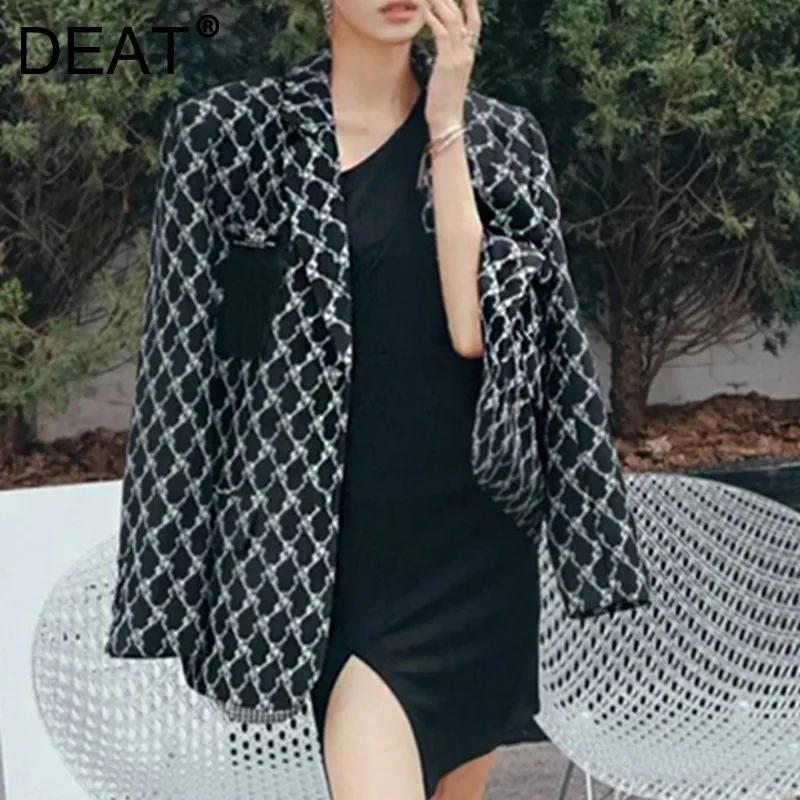 DEAT 2021 New Fashion British Turn-down Collar Loose Rhinestone Black Female Autumn And Winter Style Versatile Coat 7I1212
DEAT 2021 New Fashion British Turn-down Collar Loose Rhinestone Black Female Autumn And Winter Style Versatile Coat 7I1212