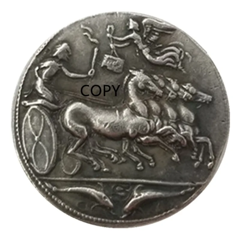 

Fairy Arethusa & Horse Carriage Replica Coin Syracuse of ANCIENT GREEK Commemorative Coins Copper Craft Collect