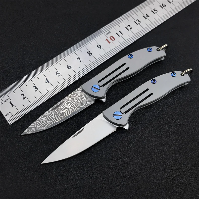 

TK Pocket Folding Knife Damascus & D2 All Steel Camping Survival Hunting Knives Outdoor Utility Emergency EDC Tool Self Defense