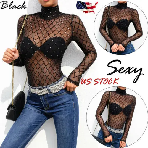 New Fashion Sexy Women's Mesh Tops Bodycon Jumpsuit Bodysuit Long Sleeve Leotard Net
New Fashion Sexy Women's Mesh Tops Bodycon Jumpsuit Bodysuit Long Sleeve Leotard Net