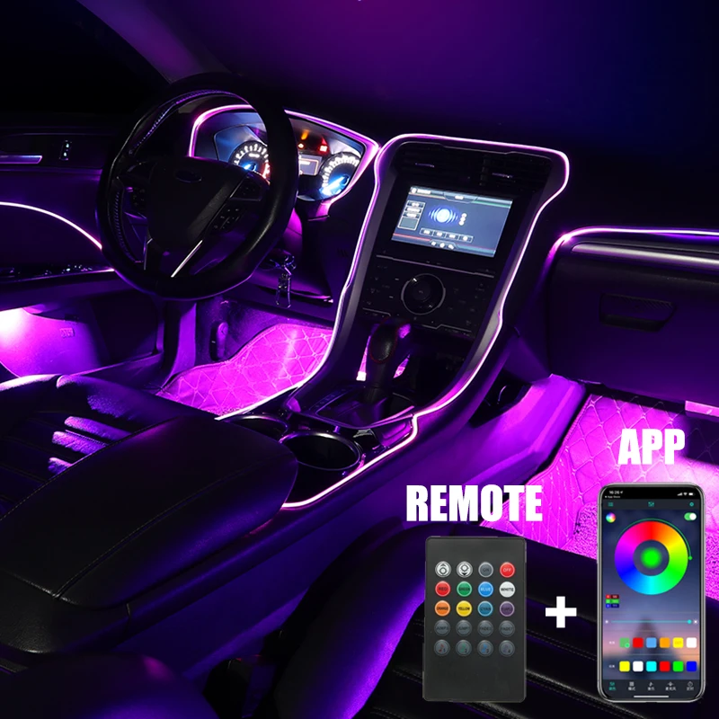 Sound Active EL Neon Wire Strip Light APP Remote Control LED Backlight Auto Center Console Door Decorative Lamp
Sound Active EL Neon Wire Strip Light APP Remote Control LED Backlight Auto Center Console Door Decorative Lamp