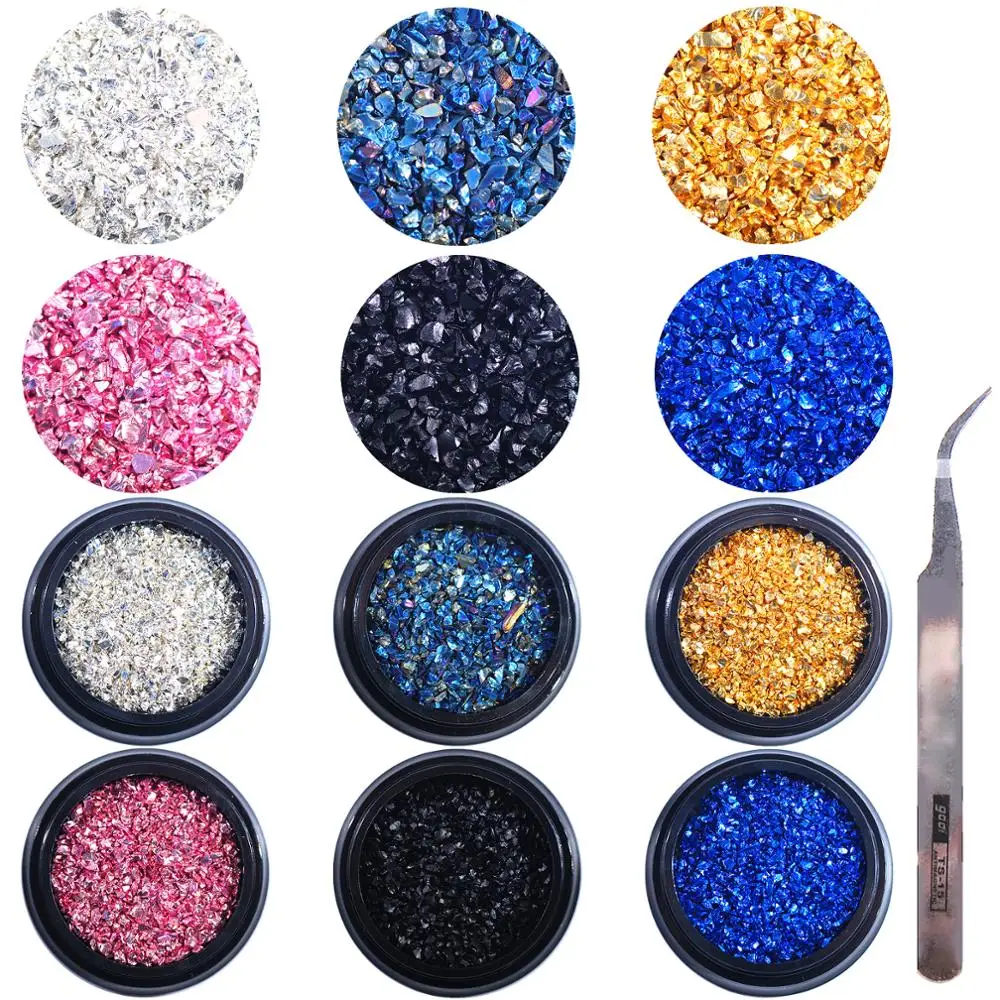 6 Boxes Micro Crystal Nail Art Jewelry Irregular Glass Rhinestones DIY Arts and Crafts blending with 1 Tweezers For Decorate
6 Boxes Micro Crystal Nail Art Jewelry Irregular Glass Rhinestones DIY Arts and Crafts blending with 1 Tweezers For Decorate