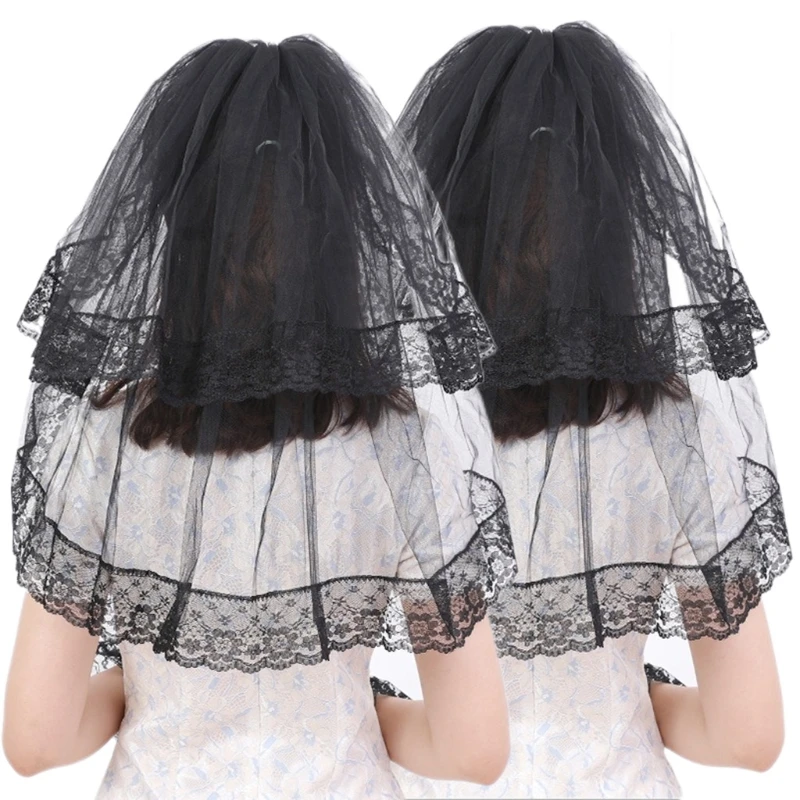 2 Layers Wedding Bridal Veil with Comb Black Tulle Lace Adornment Edge Short Shoulder Length Sheer Veils
2 Layers Wedding Bridal Veil with Comb Black Tulle Lace Adornment Edge Short Shoulder Length Sheer Veils