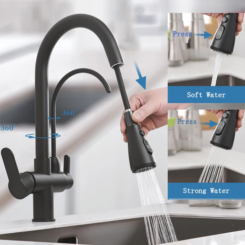 With Pure Water Pull Out Style Kitchen Faucet Rotatble Hot Cold Crane Filter Kitchen Faucet Brushed Nickel Brass Kitchen Faucet
With Pure Water Pull Out Style Kitchen Faucet Rotatble Hot Cold Crane Filter Kitchen Faucet Brushed Nickel Brass Kitchen Faucet