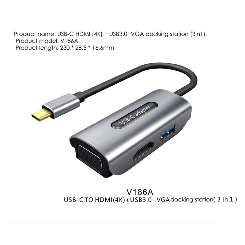 TYPE-C to HDMI+VGA+USB3.0 Conversion Cable Three-In-One HDMI High-Definition Cable VGA Projector Cable
TYPE-C to HDMI+VGA+USB3.0 Conversion Cable Three-In-One HDMI High-Definition Cable VGA Projector Cable