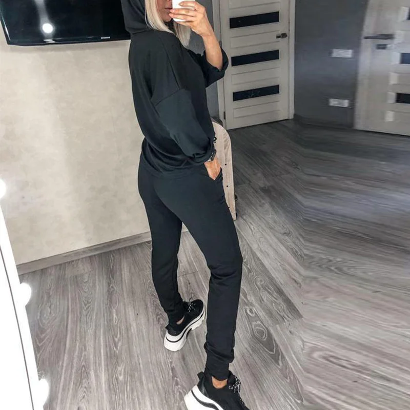 Women's Hooded Sweater Suits Casual Tracksuit Solid Long Sleeve Lady Tops Slim Drawstring Pencil Pants Sets Autumn Women Outfits
Women's Hooded Sweater Suits Casual Tracksuit Solid Long Sleeve Lady Tops Slim Drawstring Pencil Pants Sets Autumn Women Outfits