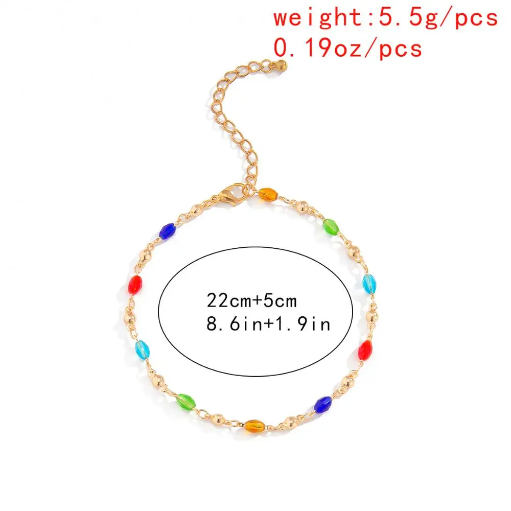Salircon Simple Colorful Beeded Anklet Boho Gold Color Chain Anklets for Women Jewelry Charms Fashion Ankle Bracelet Accessories 
Salircon Simple Colorful Beeded Anklet Boho Gold Color Chain Anklets for Women Jewelry Charms Fashion Ankle Bracelet Accessories