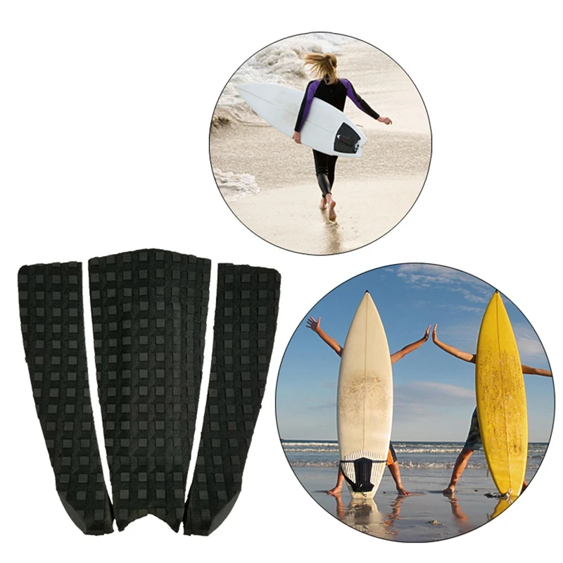 Black Surfboard Traction Pad Surf EVA Foam Deck Pad Anti-Slip Corrosion Resistant Adhesive Grips Deck Tail Non Slip Mat