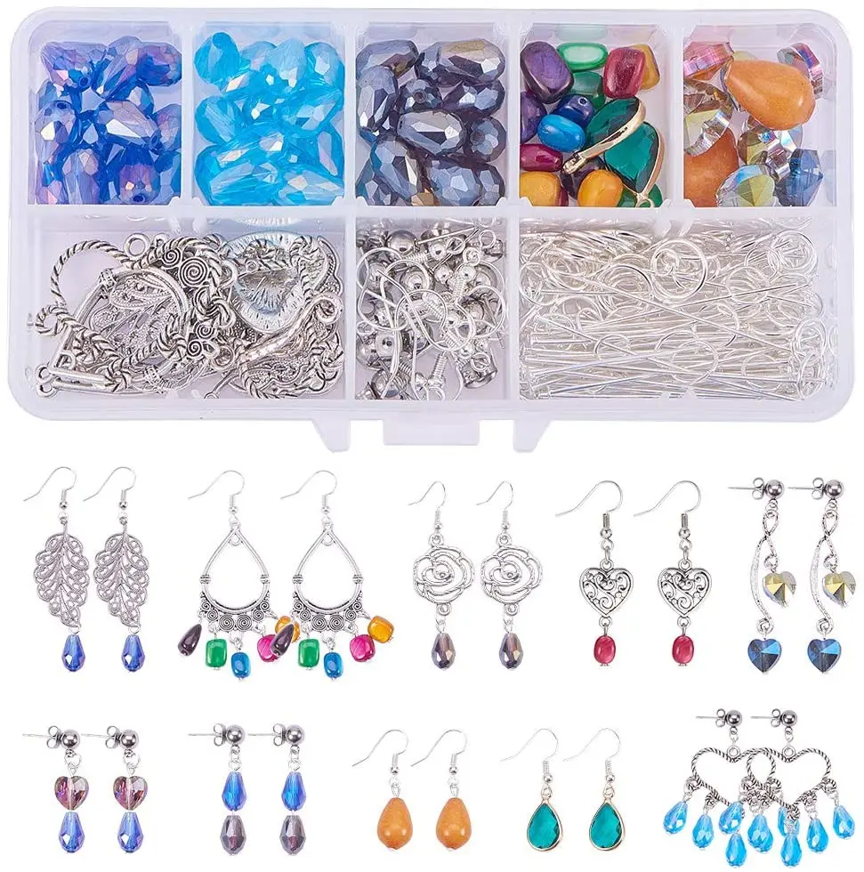 1 box of DIY10 pairs of chandelier earrings jewelry making starter kit pendant shell heart-shaped bead hook jewelry accessories
1 box of DIY10 pairs of chandelier earrings jewelry making starter kit pendant shell heart-shaped bead hook jewelry accessories