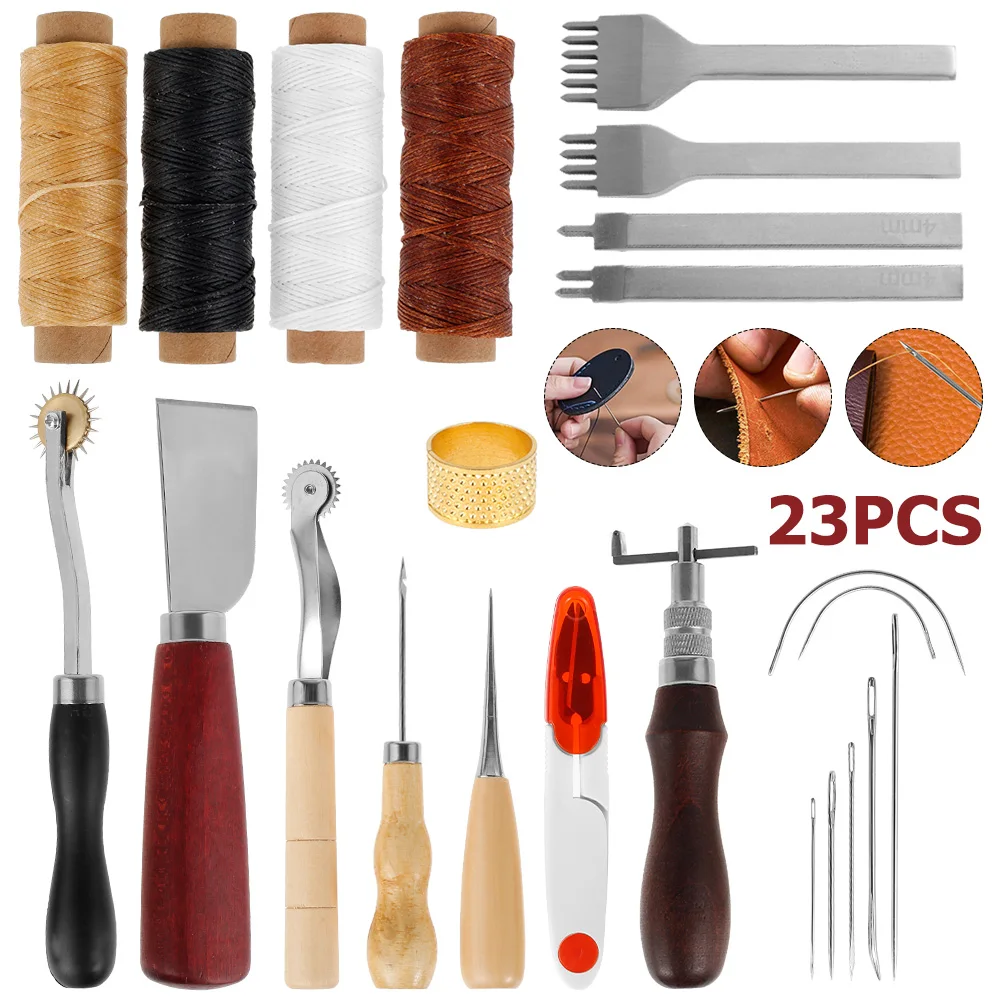 23Pcs Professional Leather Craft Tools Kit Hand Sewing Stitching Punch Carving Work Saddle Set Accessories DIY Tool Set
23Pcs Professional Leather Craft Tools Kit Hand Sewing Stitching Punch Carving Work Saddle Set Accessories DIY Tool Set