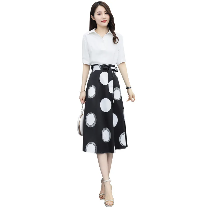 Women Summer Shirts Dress Fashion Office Lady Solid Dot Printed Dresses For Ladies White Dress With Belt Vestidos Femme Sukienka
Women Summer Shirts Dress Fashion Office Lady Solid Dot Printed Dresses For Ladies White Dress With Belt Vestidos Femme Sukienka