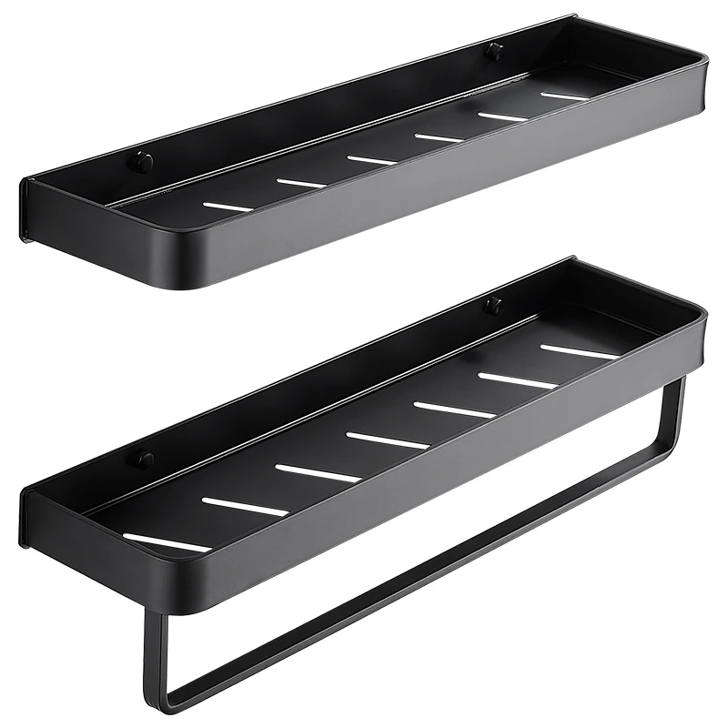 Bathroom Black Shelf with Towel Bar Space Aluminum Corner Shelves Towel Rack with Hook Shampoo Holder Kitchen Storage Rack
Bathroom Black Shelf with Towel Bar Space Aluminum Corner Shelves Towel Rack with Hook Shampoo Holder Kitchen Storage Rack