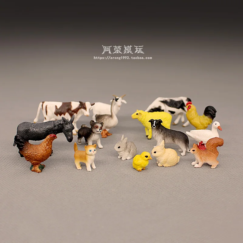 

Farm Animal Poultry Mini Dog Cow Sheep Chickens Duck Rabbit Model Fairy Garden Miniature Decoration Action Figure Figurines Toys