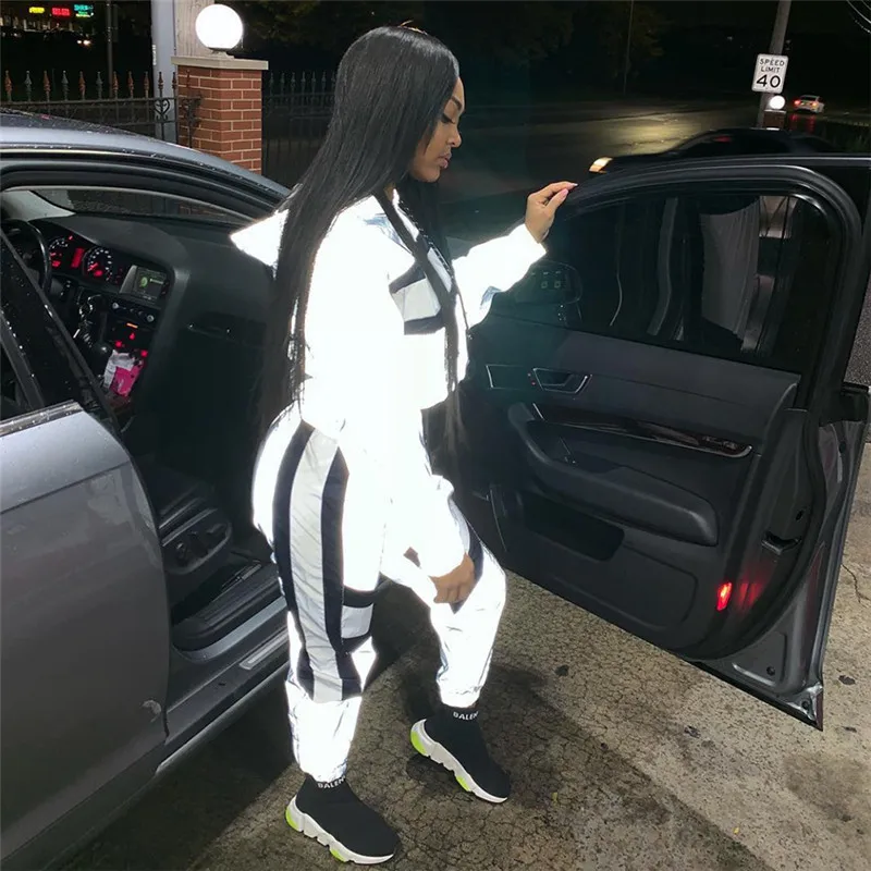 Hoodies Crop Top Pants Fashion Female Loose Jacket Coat Matching Sets Plus Size Hip Hop Reflective 2 Piece Set Women Tracksuit
Hoodies Crop Top Pants Fashion Female Loose Jacket Coat Matching Sets Plus Size Hip Hop Reflective 2 Piece Set Women Tracksuit