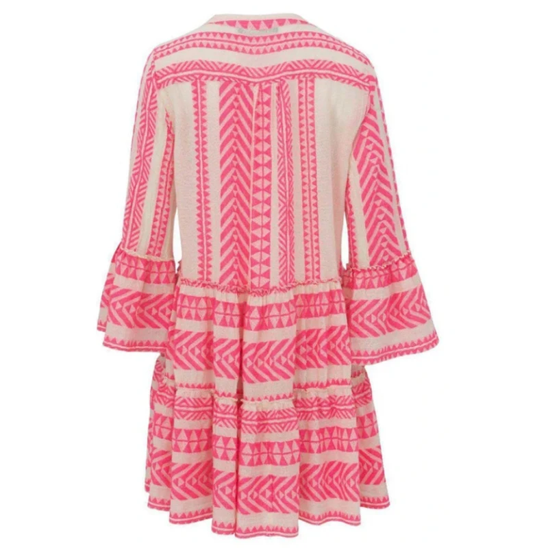 Eleganty Flared Sleeves Dress Women'S Sundress Sleeve V Neck Vestidos Female Casual Stripe Printed Short Dresses Holiday Woman
Eleganty Flared Sleeves Dress Women'S Sundress Sleeve V Neck Vestidos Female Casual Stripe Printed Short Dresses Holiday Woman