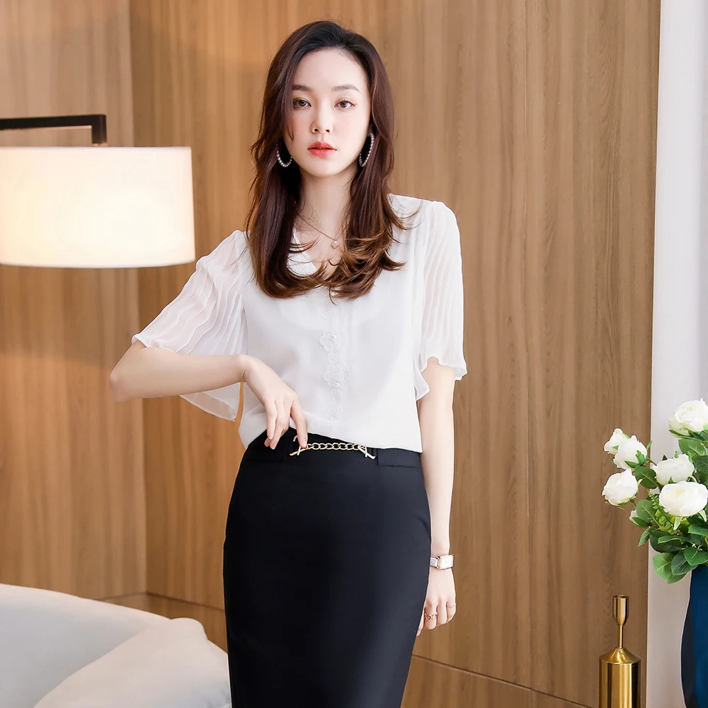 2021 New Summer Elegant Office Ladies Work Wear Women Shirts White Pink Short Sleeve Tops V-Neck Blouse Female Plus Size S-4XL
2021 New Summer Elegant Office Ladies Work Wear Women Shirts White Pink Short Sleeve Tops V-Neck Blouse Female Plus Size S-4XL