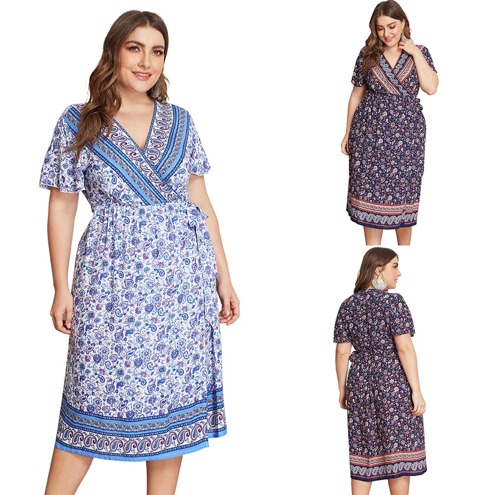 Sale Vintage Printed Bohe Midi Dress V-Neck Short Sleeve Plus Size Dresses Bohemian Beach Party Holiday Dress D30
Sale Vintage Printed Bohe Midi Dress V-Neck Short Sleeve Plus Size Dresses Bohemian Beach Party Holiday Dress D30