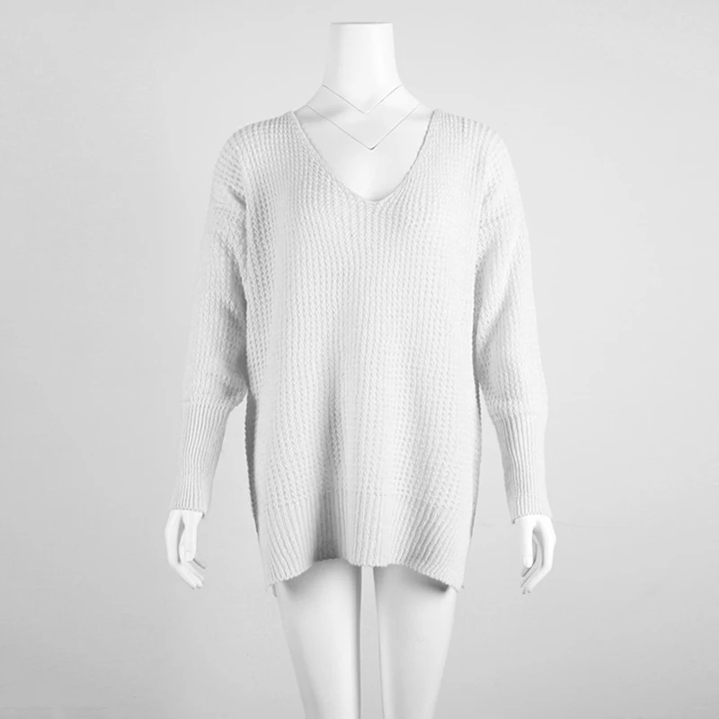 Medium Long Knitted Sweater Women Loose V-Neck Pullover Long Sleeve Outerwear 
Medium Long Knitted Sweater Women Loose V-Neck Pullover Long Sleeve Outerwear