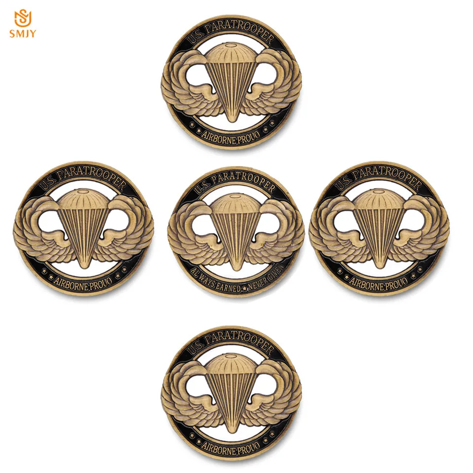 5PCS US Army Special Forces Airborne Prouo Hollow Bronze Token Coin USA Paratrooper Challenge Commemorative Coins Collection
5PCS US Army Special Forces Airborne Prouo Hollow Bronze Token Coin USA Paratrooper Challenge Commemorative Coins Collection