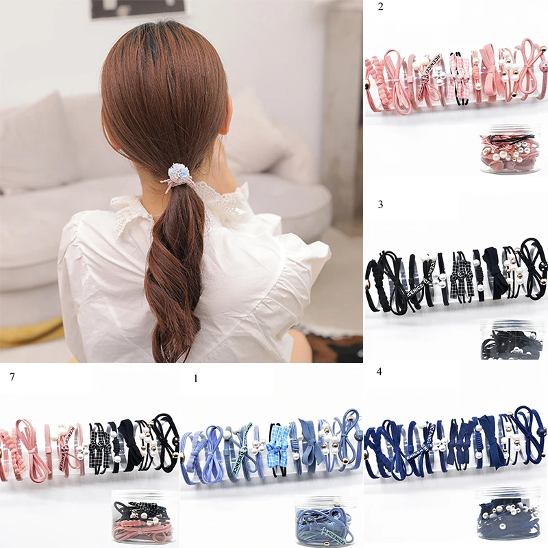 12 шт./компл. эластичные повязки для волос синие розовые женские корейские