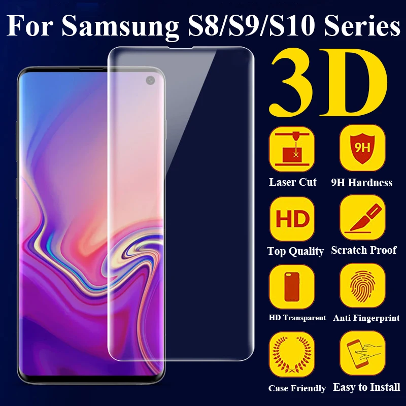 Защитное стекло закаленное 3D для samsung galaxy s10/s9/s8 plus/s10e/s/8/9/10|Защитные стёкла и