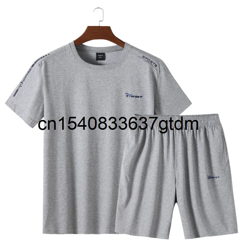 Summer new men's fattening plus size short sleeve suit two piece short sleeve shorts for young men