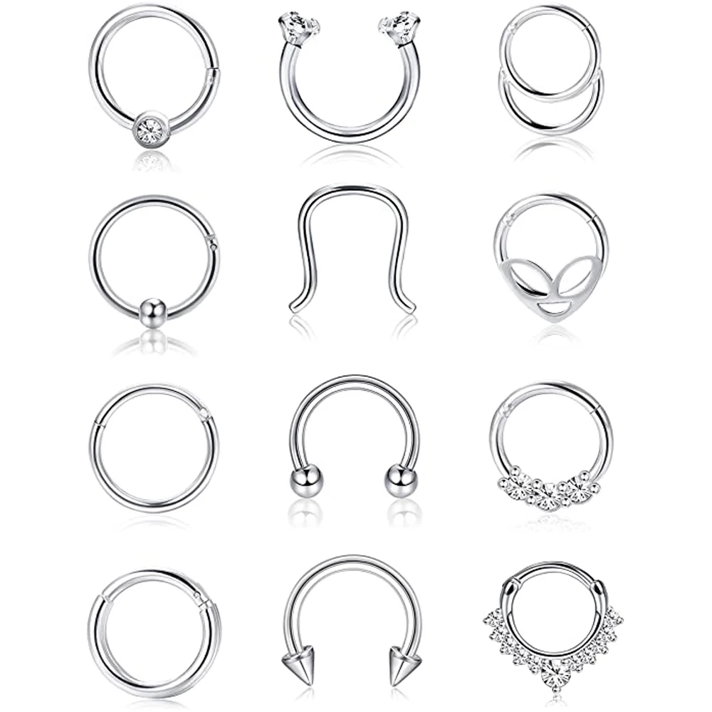 12 Стиль Нержавеющая сталь перегородки Пирсинг кольцо для носа ушной хрящ фиксатор для пирсинга перегородки носа кольцо-кликер тоннелей, би...
12 Стиль Нержавеющая сталь перегородки Пирсинг кольцо для носа ушной хрящ фиксатор для пирсинга перегородки носа кольцо-кликер тоннелей, би...