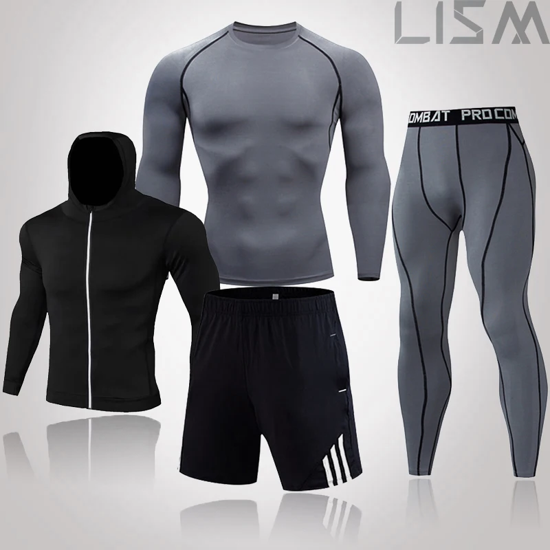 4-Piece Sports Suit Men's Running Jogging Exercise Tight-Fitting Shirt Winter Indoor Warmth Base Suit MMA Rashgard Body Armor
4-Piece Sports Suit Men's Running Jogging Exercise Tight-Fitting Shirt Winter Indoor Warmth Base Suit MMA Rashgard Body Armor