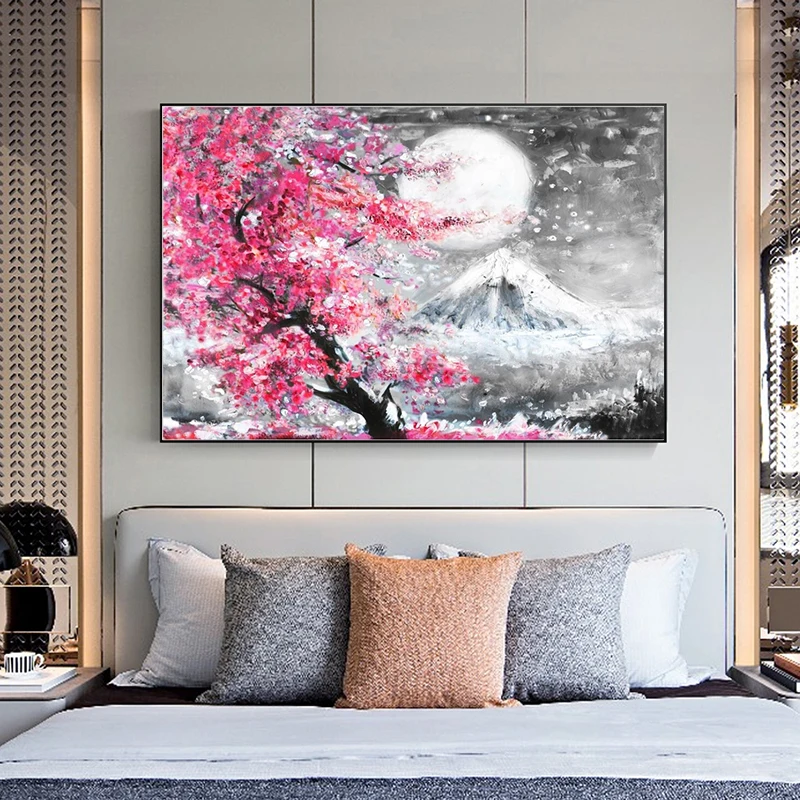 Japanese Cherry Tree Cherry Blossom Moon Mountain Canvas Painting Wall Art Poster Printing Picture Living Room Home Decoration
Japanese Cherry Tree Cherry Blossom Moon Mountain Canvas Painting Wall Art Poster Printing Picture Living Room Home Decoration