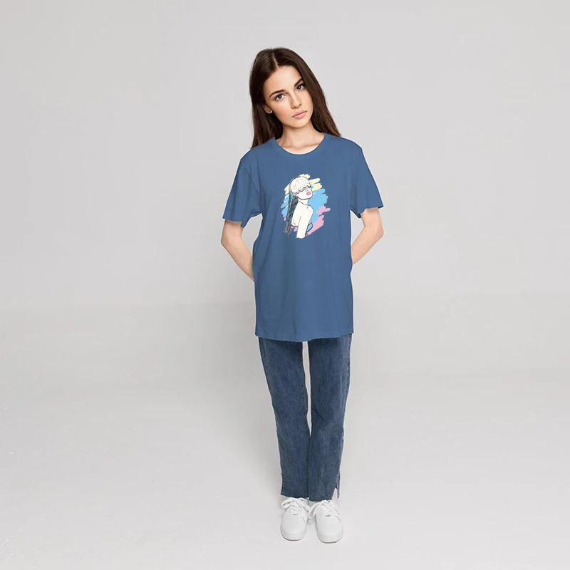 Girl With A Mask Printing T-shirts Woman Simplicity Comfortable T Shirt Cool Fit T-shirts Creativity Breathable Female T Shirts 
Girl With A Mask Printing T-shirts Woman Simplicity Comfortable T Shirt Cool Fit T-shirts Creativity Breathable Female T Shirts