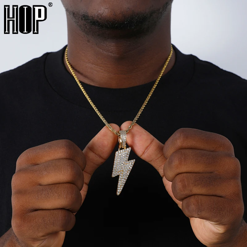 Hip Hop Bling Iced Out Micro Paved CZ Lightning Pendant & Necklaces For Men Rapper Jewelry With Solid Back
Hip Hop Bling Iced Out Micro Paved CZ Lightning Pendant & Necklaces For Men Rapper Jewelry With Solid Back