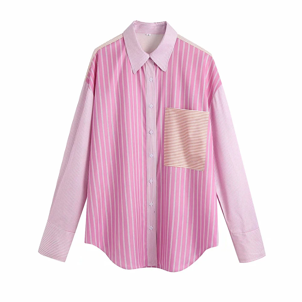 DYLQFS 2021 New Summer Women Vintage Pink Stripe Patchwork Loose Shirt Female Streetwears Casual Single-Breasted Blusas Chic Top
DYLQFS 2021 New Summer Women Vintage Pink Stripe Patchwork Loose Shirt Female Streetwears Casual Single-Breasted Blusas Chic Top