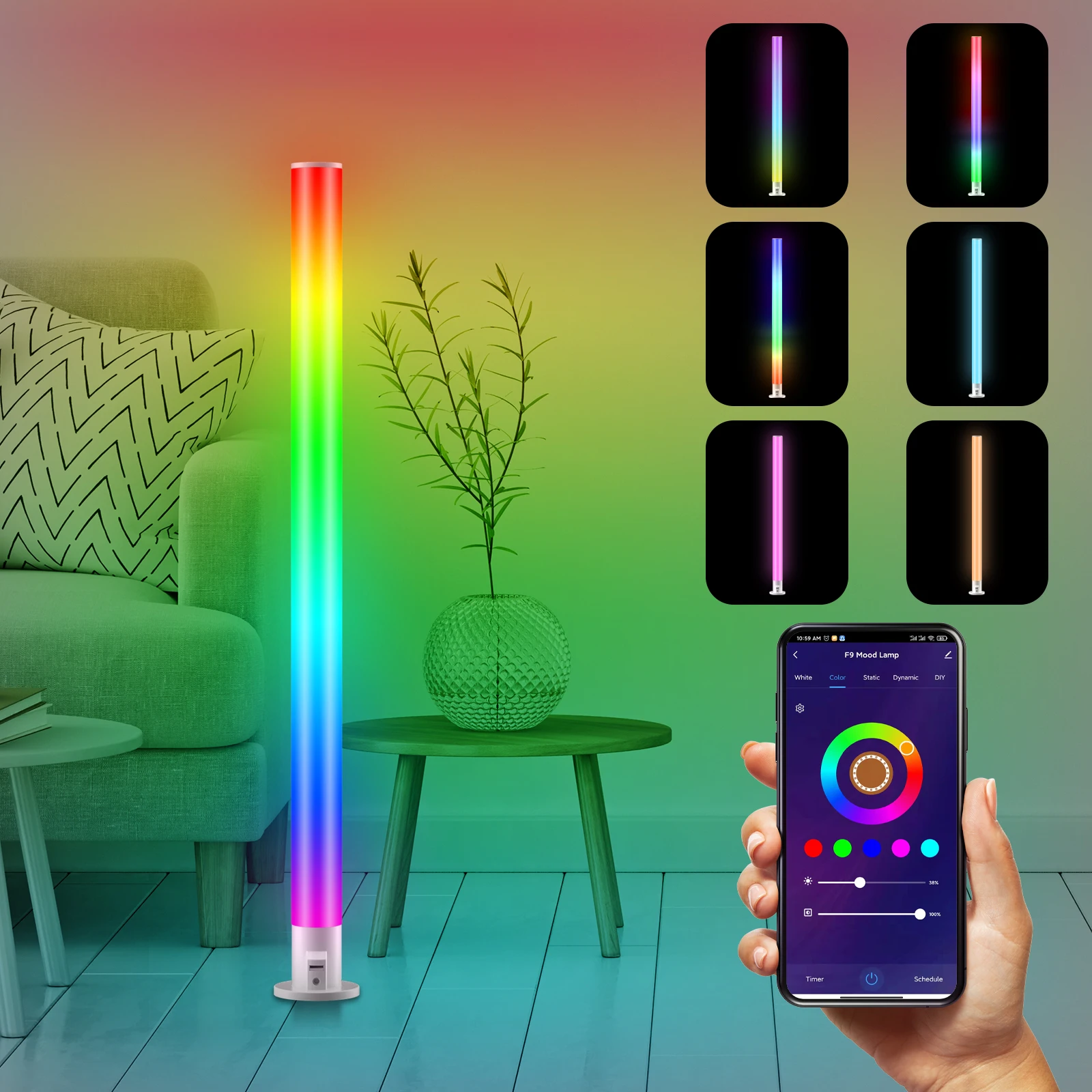 SUNY Smart Corner Floor Lamp, Dimmable RGBW LED Table Bars with 16 Million Colors & 2200k-6500k White Light 
SUNY Smart Corner Floor Lamp, Dimmable RGBW LED Table Bars with 16 Million Colors & 2200k-6500k White Light