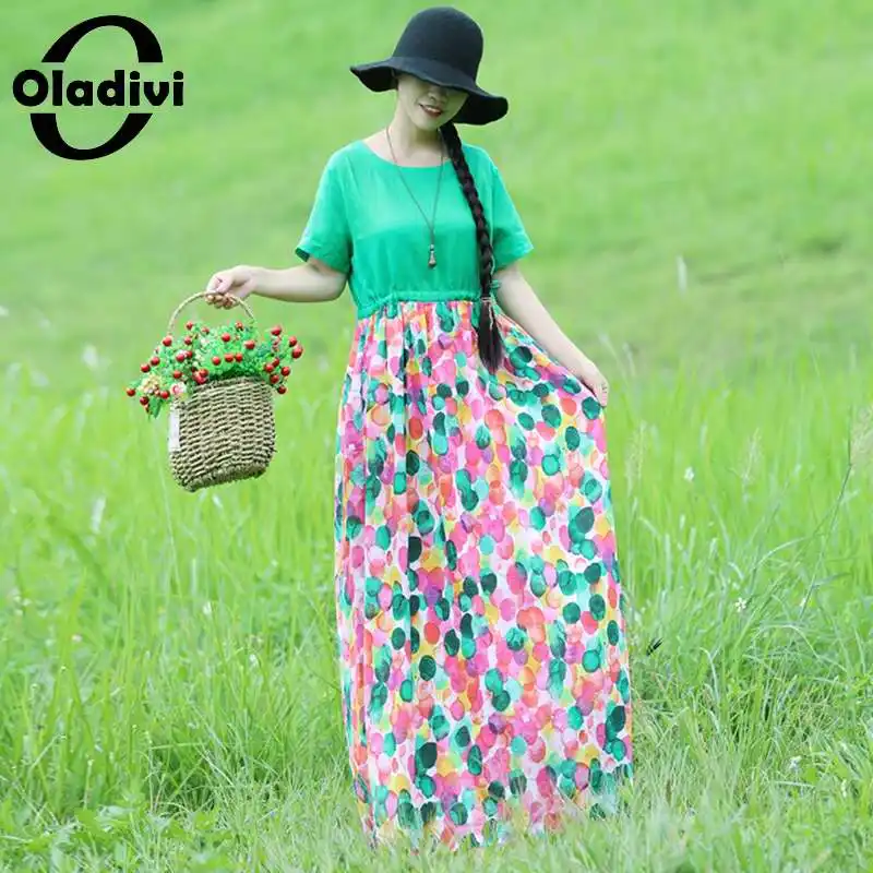 Женское длинное платье Oladivi, из хлопка и льна, с коротким рукавом, свободного кроя, с принтом, в стиле пэчворк, на лето, 2021
Женское длинное платье Oladivi, из хлопка и льна, с коротким рукавом, свободного кроя, с принтом, в стиле пэчворк, на лето, 2021