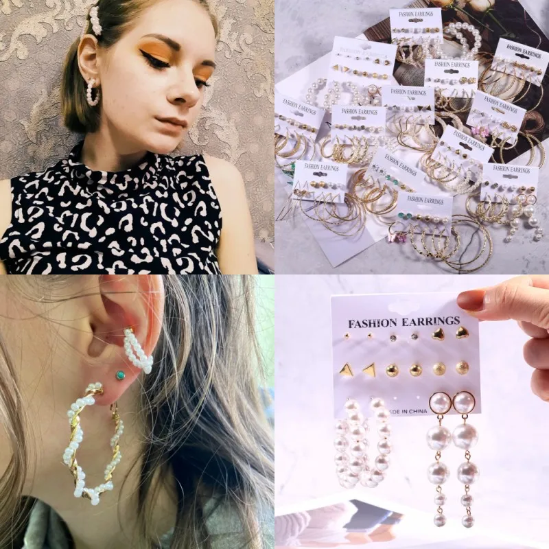 HOCOLE Trendy Gold Hoop Earrings Set Women Pearl Hoop Earrings Oversize Metal Circle Punk Earring 2021 Female Fashion Jewelry
HOCOLE Trendy Gold Hoop Earrings Set Women Pearl Hoop Earrings Oversize Metal Circle Punk Earring 2021 Female Fashion Jewelry
