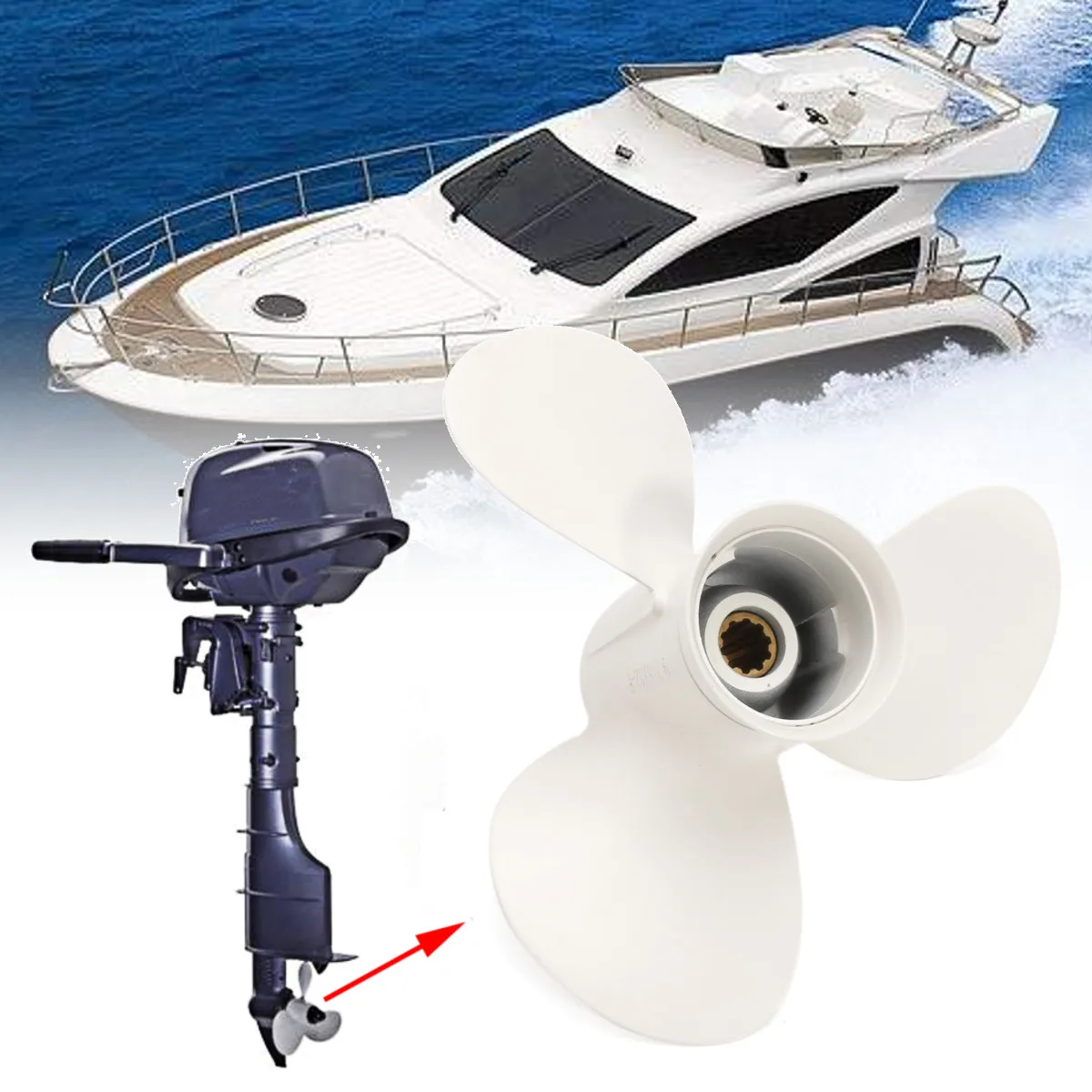 Boat Outboard Propeller 20-30H For Yamaha 9 7/8 X 10 1/2 F Aluminum 8 Spline Tooths Diameter 235mm White 3 Blades
Boat Outboard Propeller 20-30H For Yamaha 9 7/8 X 10 1/2 F Aluminum 8 Spline Tooths Diameter 235mm White 3 Blades