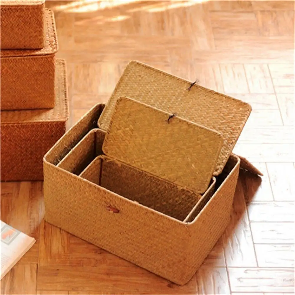 Rattan Storage Box With Lid Hand-woven Jewelry Box Wicker Makeup Organizer Food Container Storage Boxes
Rattan Storage Box With Lid Hand-woven Jewelry Box Wicker Makeup Organizer Food Container Storage Boxes