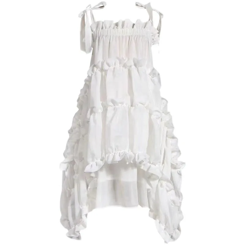 Woman Sexy Spaghetti Strap Party Night Club A-Line Dress Women Irregular Cake White Dress Mesh Lace Pleated Fairy Holiday Dress
Woman Sexy Spaghetti Strap Party Night Club A-Line Dress Women Irregular Cake White Dress Mesh Lace Pleated Fairy Holiday Dress