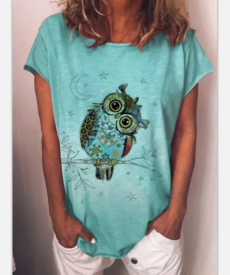 2021 для женщин короткий рукав Футболка с рисунком Совы свободные летние модные топы с круглым вырезом, женская одежда, повседневные рубашки ...
2021 для женщин короткий рукав Футболка с рисунком Совы свободные летние модные топы с круглым вырезом, женская одежда, повседневные рубашки ...