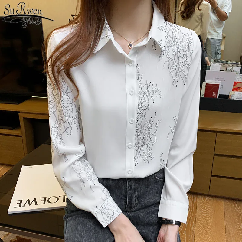 2021 Office Long Sleeve Cardigan Shirts Autumn White Printing Blouse Women Blusas Mujer Women Single Breasted Clothing 12140
2021 Office Long Sleeve Cardigan Shirts Autumn White Printing Blouse Women Blusas Mujer Women Single Breasted Clothing 12140