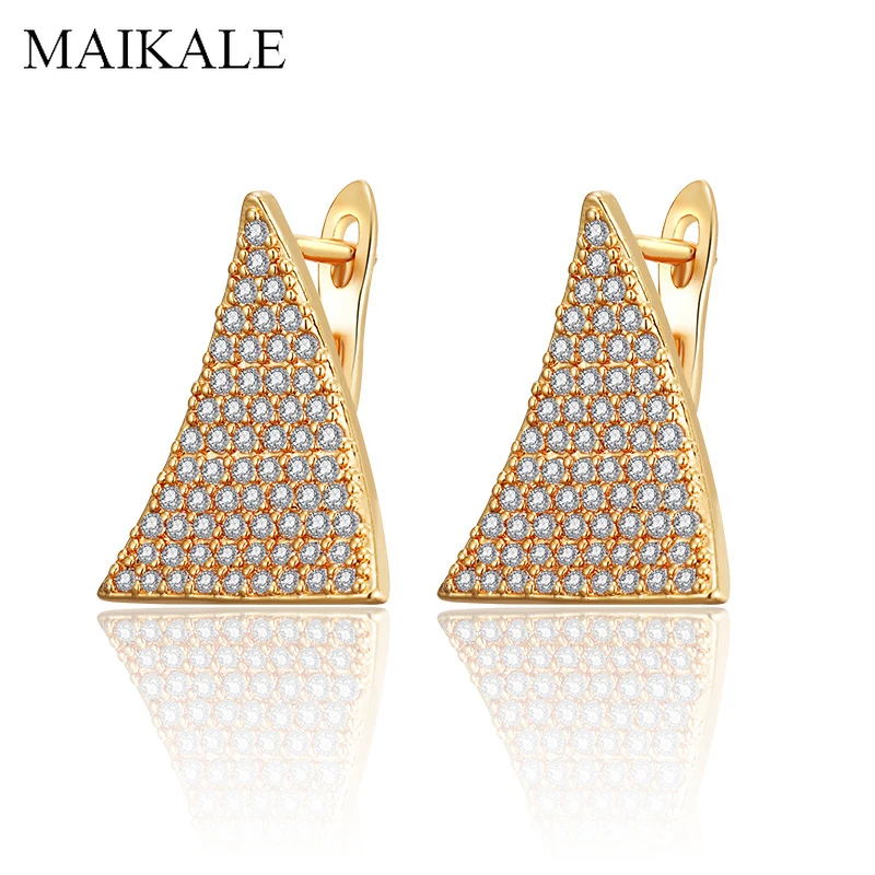 MAIKALE Classic Zircon Triangle Earrings Geometric Gold Silver Color Cubic Zirconia Stud Earrings for Women New Fashion Jewelry
MAIKALE Classic Zircon Triangle Earrings Geometric Gold Silver Color Cubic Zirconia Stud Earrings for Women New Fashion Jewelry