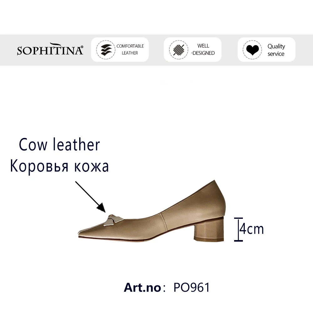 SOPHITINA Spring Office Lady Pumps Woman Patchwork Genuine Leather Shallow Butterfly-knot Med Square Heel Dress Shoes PO961
SOPHITINA Spring Office Lady Pumps Woman Patchwork Genuine Leather Shallow Butterfly-knot Med Square Heel Dress Shoes PO961