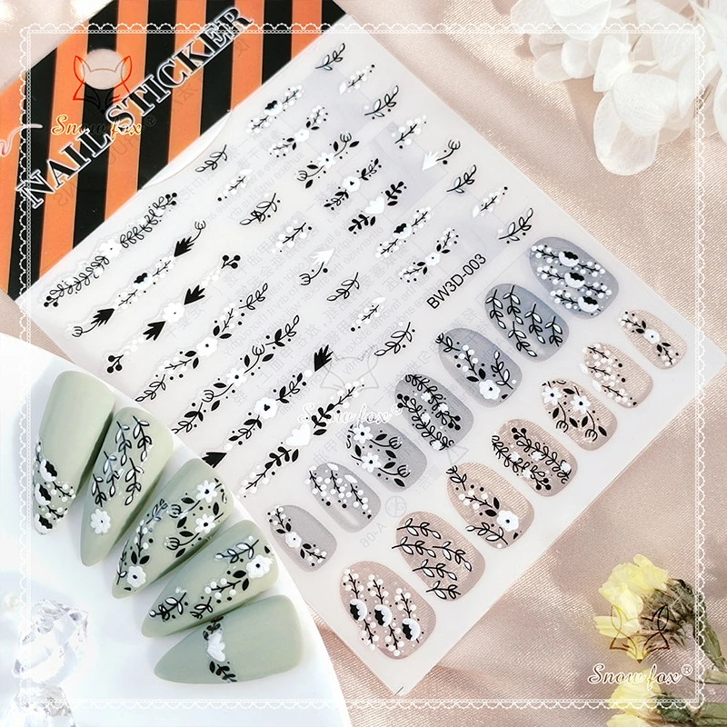 The New 1Pcs DIY Design 3D Nail Stickers Black Flower Leaf Sliders Nail Art Decroation Self-adhesive Nail Transfer Decals
The New 1Pcs DIY Design 3D Nail Stickers Black Flower Leaf Sliders Nail Art Decroation Self-adhesive Nail Transfer Decals