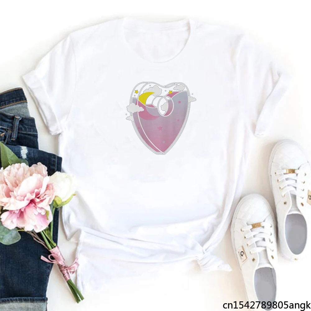 Lovely Heart Pattern Tide Short Sleeve O-neck Women T Shirt Funny Graphics Femme
Lovely Heart Pattern Tide Short Sleeve O-neck Women T Shirt Funny Graphics Femme