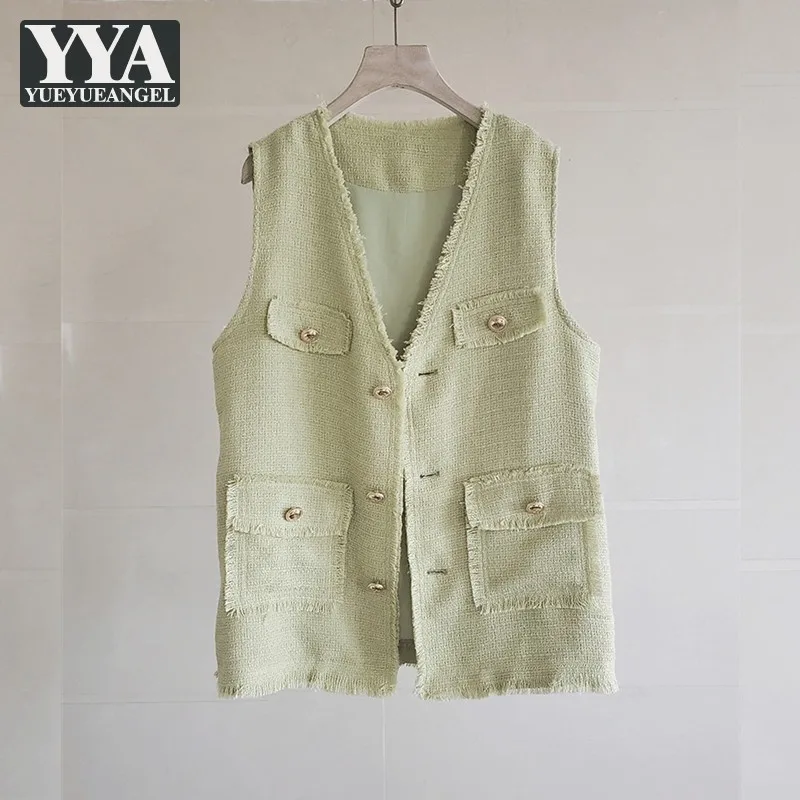 Office Ladies Tweed Vest Fashion V Neck Single Breasted Sleeveless Jacket Women Designer Loose Fit Tassel Female Waistcoat Coats
Office Ladies Tweed Vest Fashion V Neck Single Breasted Sleeveless Jacket Women Designer Loose Fit Tassel Female Waistcoat Coats