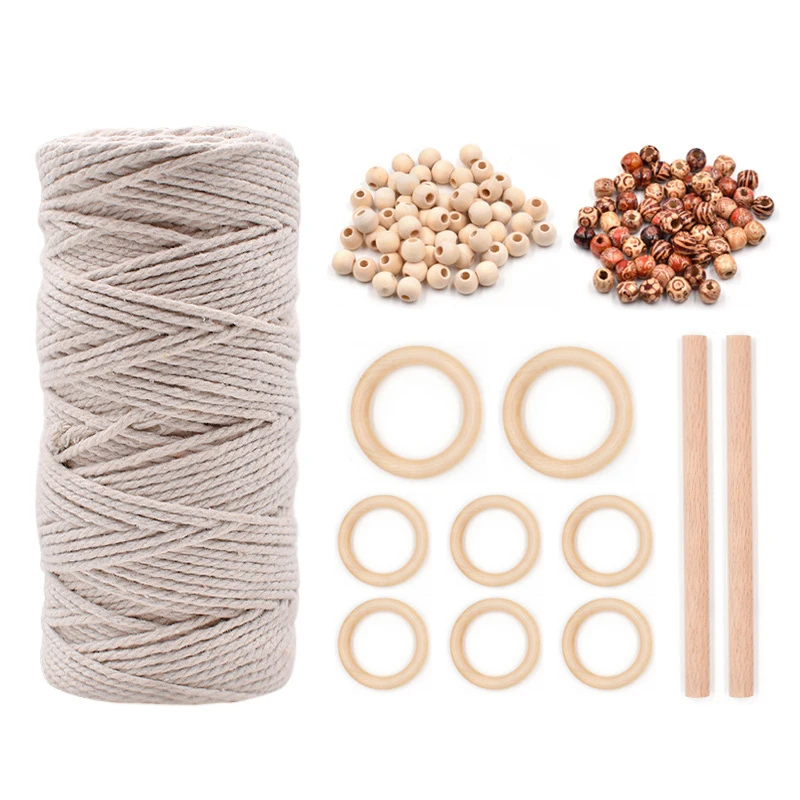 1Set Macrame Cord Natural Cotton Rope with Wood Ring Wood Stick Bead for DIY Macrame Kit Wall Hanging Plant Hanger Dream Catcher
1Set Macrame Cord Natural Cotton Rope with Wood Ring Wood Stick Bead for DIY Macrame Kit Wall Hanging Plant Hanger Dream Catcher