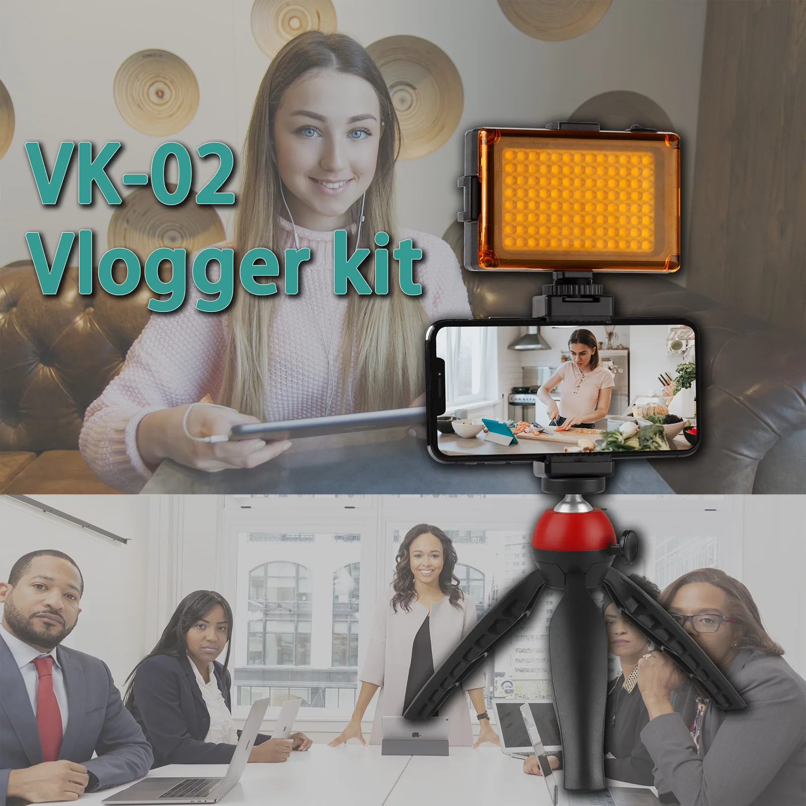 Vlogging Live Broadcast Smartphone LED Light Video Rig Studio Light Tripod Mount kit for Smartphone DSLR Video Cameras
Vlogging Live Broadcast Smartphone LED Light Video Rig Studio Light Tripod Mount kit for Smartphone DSLR Video Cameras