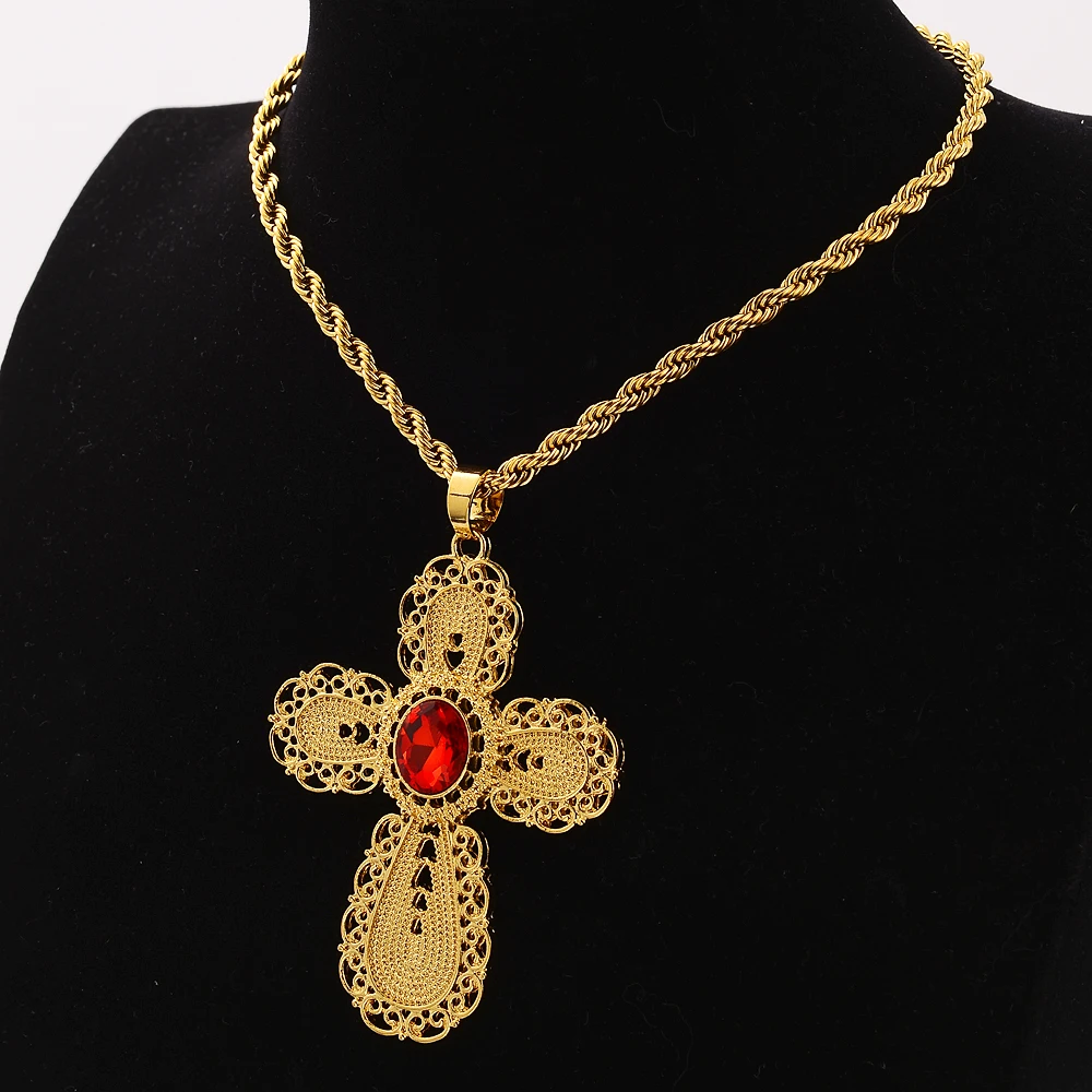 Exquisite Gold Color Zircon Cross Pendant Necklaces For Women/Girls Classic Ethiopian Jewelry Elegant Wedding Party Gifts
Exquisite Gold Color Zircon Cross Pendant Necklaces For Women/Girls Classic Ethiopian Jewelry Elegant Wedding Party Gifts