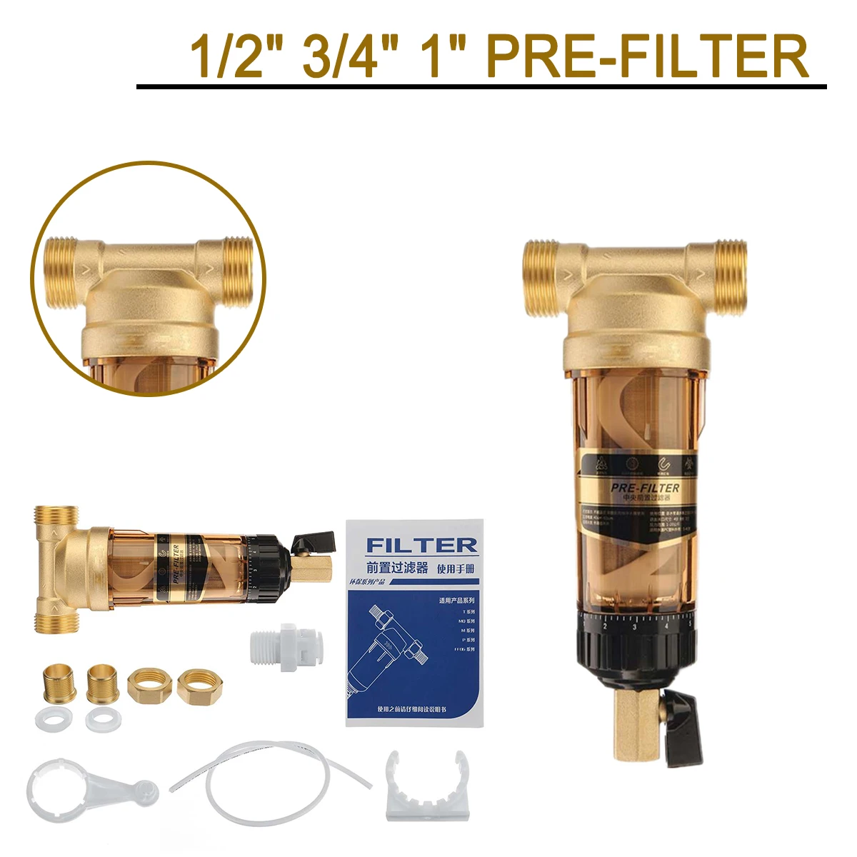 1/2" 3/4" 1" Pre-filter Central Whole House Large Flow Water Purifier Descaling Tap Water Household Water Filter
1/2" 3/4" 1" Pre-filter Central Whole House Large Flow Water Purifier Descaling Tap Water Household Water Filter