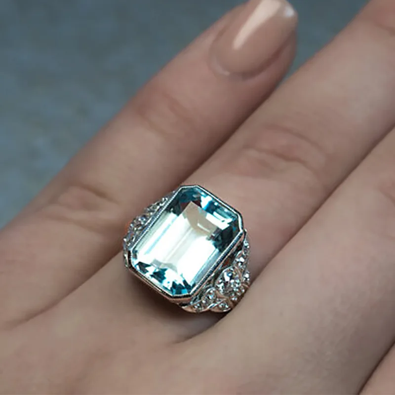 Luxury Female Light Blue Crystal Ring Silver Color Big Wedding Rings For Women Vintage Bride Square Zircon Engagement Ring
Luxury Female Light Blue Crystal Ring Silver Color Big Wedding Rings For Women Vintage Bride Square Zircon Engagement Ring